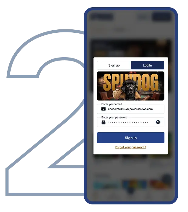 Spin Dog Casino sign in: step 2